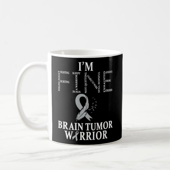 Mug Guerrier de la tumeur du cerveau Je vais bien (Gauche)