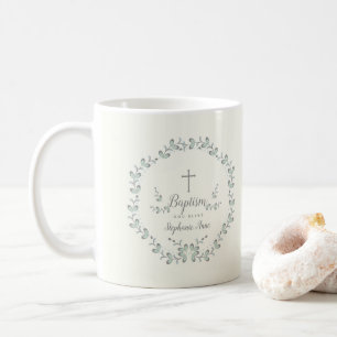 Mug Guirlande bleue et verte de baptême de feuille