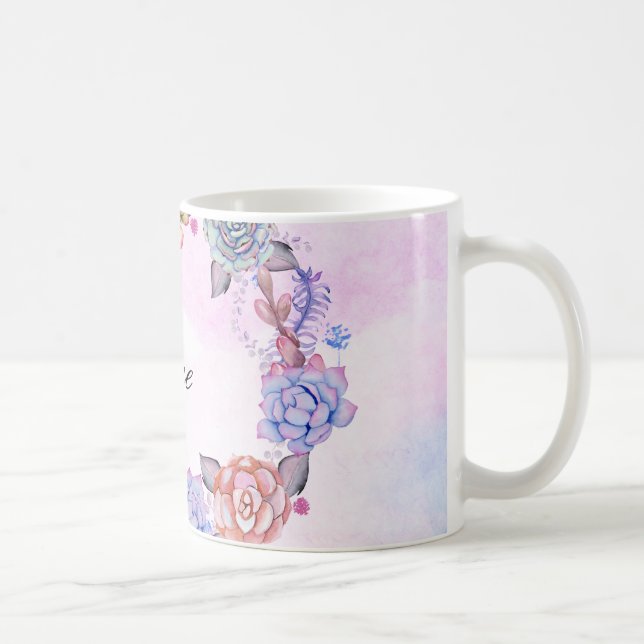 Mug Guirlande chic de Succulents d'aquarelle (Droite)