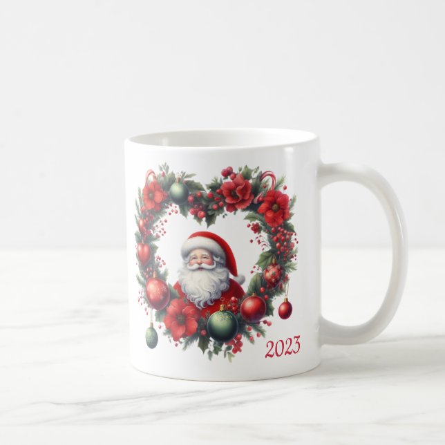 Mug Guirlande florale en forme de coeur - Père Noël (Droite)