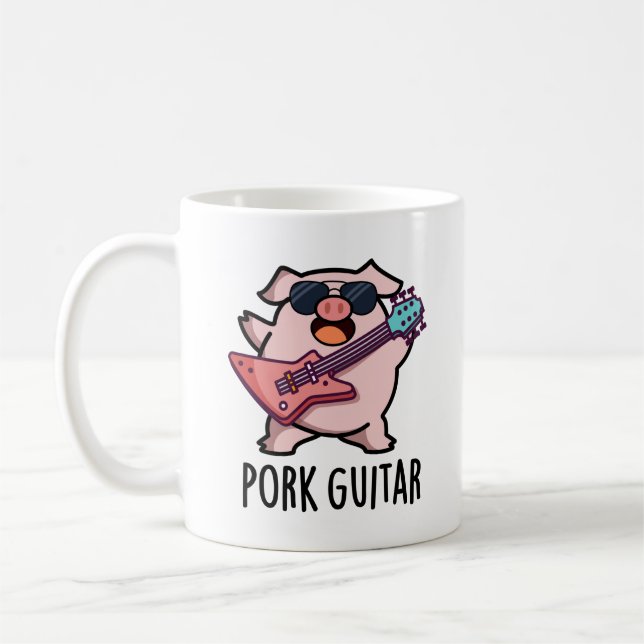 Mug Guitare de porc Funny Rock Guitare Pig Pun (Gauche)