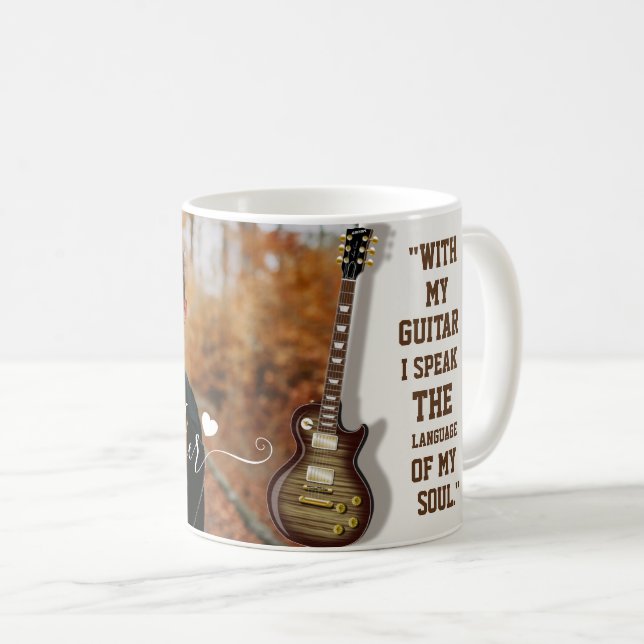Mug Guitare électrique blanche moderne et élégante Pho (Devant droit)