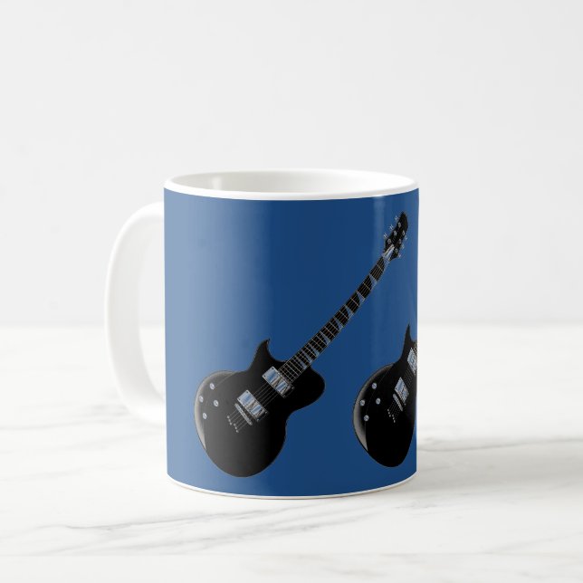 Mug Guitare électrique Bleu Black Pop Art (Devant gauche)
