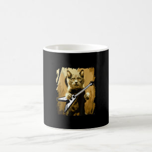 Mug Guitare en métal lourd Jouer Cat Rocker Guitariste