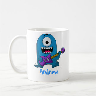 Mug Guitariste bleu mignon de monstre