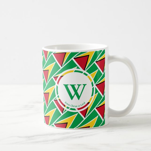 Mug GUYANA DRAPEAU Élégant Personnalisé MONOGRAM Guyan (Droite)
