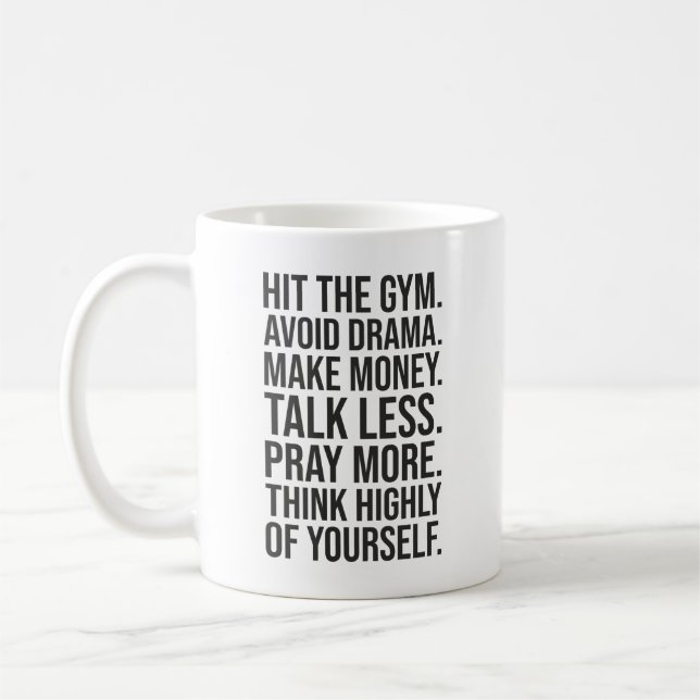 Mug Gymnase, Argent, Prière - Motivation du succès (Gauche)
