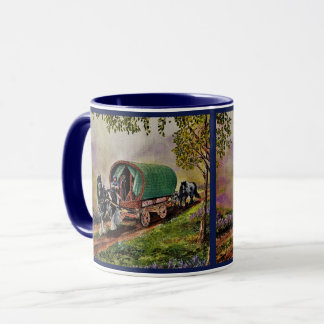Mug Gypsy Vanner cheval Irish Caravan wagon bleu