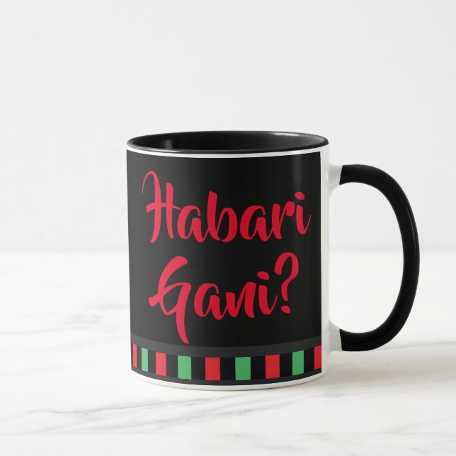 Mug Habari Gani Red Black Green Words Kwanzaa (Droite)