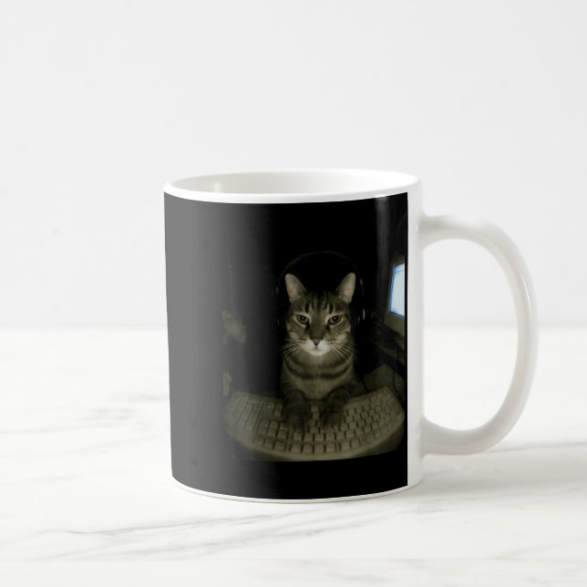 Mug Hacker Cat Meme Funny Computer Cat Kitten Gamer Ca (Droite)