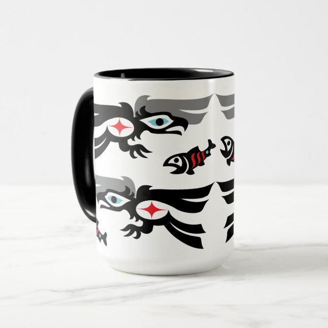 Mug Haida - festin d'Eagle de style de Tlingit (Devant gauche)