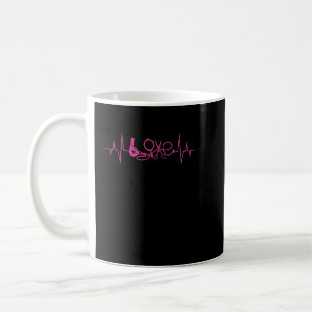 Mug Hairdresser Gift Scissors Dryer Heartbeat Hairstyl (Gauche)