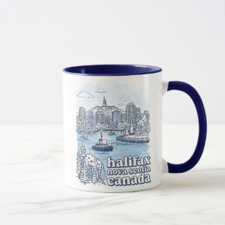 Mug Halifax Canada Simple Blue Skyline Cute Cityscape