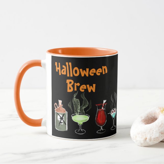 Mug Halloween amusant Brûler noir éffrayant (Avec donut)