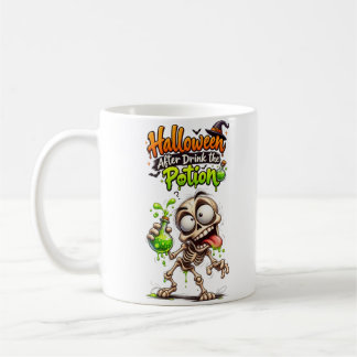 Mug Halloween "Après avoir bu la potion" squelette drô