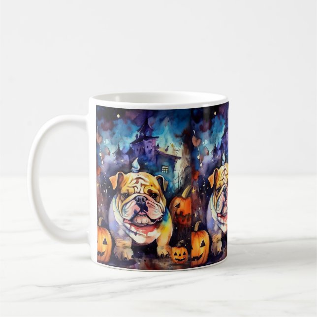 Mug Halloween Bulldog avec la peur Citrouille (Gauche)