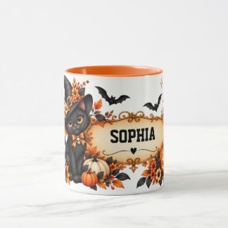Mug Halloween Chat Noir Personnalisé
