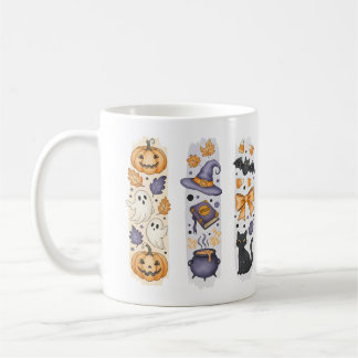 Mug Halloween - Citrouille, Fantômes, Sorcière, Chat -