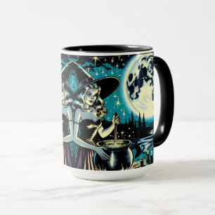 Mug Halloween de sorcière personnalisée et de chat noi