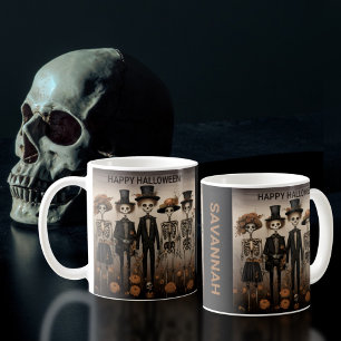 Mug Halloween déplaisant de la famille de squelettes