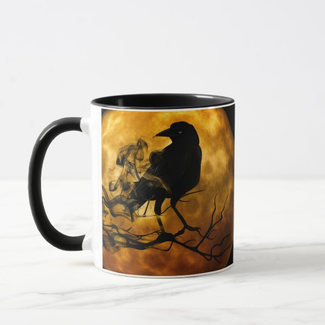 Mug Halloween déplaisant gothique noir corbeau (Gauche)