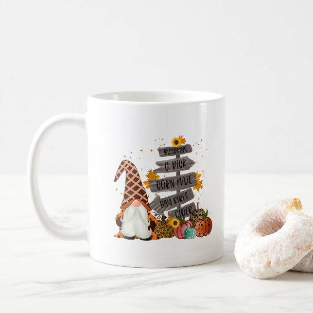 Mug Halloween Gnomes, Automne, Citrouille, Hayrides (Avec donut)