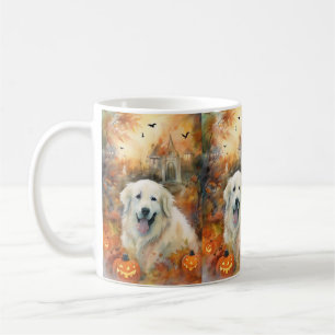 Mug Halloween Great Pyrenees avec citrouilles épouvant