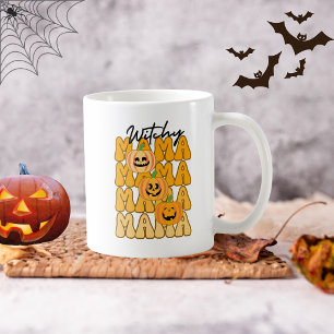 Mug Halloween Groovy Drôle de Sorcière Maman Couleurs