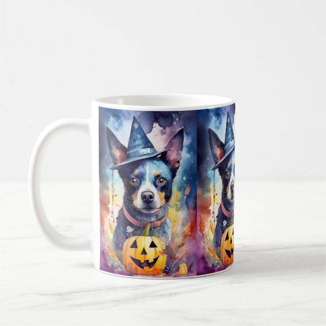 Mug Halloween Hélicoptère Bleu Avec La Peur Citrouille (Gauche)