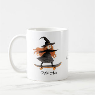 Mug Halloween jolie sorcière de skateboard Personnalis