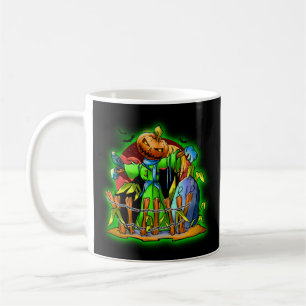 Mug Halloween Lady Scarecrow Citrouille Head RIP Bats
