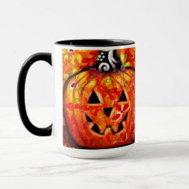 Mug Halloween lunaire Jack-o'-lantern Floral Orange