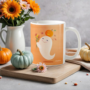 Mug Halloween mignon fantôme et fleurs