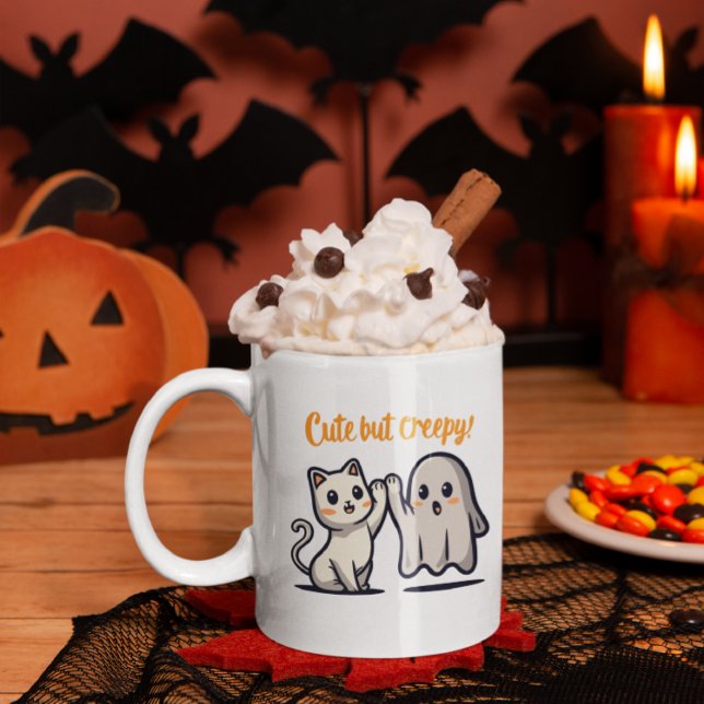 Mug Halloween mignonne mais Déplaisante Fantôme & Café (Créateur téléchargé)