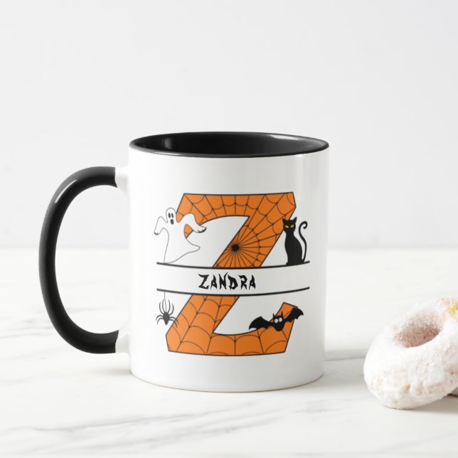 Mug Halloween Monogram Z Ajouter Votre Nom (Avec donut)