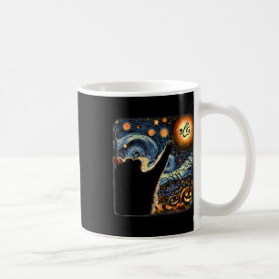 Mug Halloween Nuit Étoilée Chat Noir Virgule La Kamala
