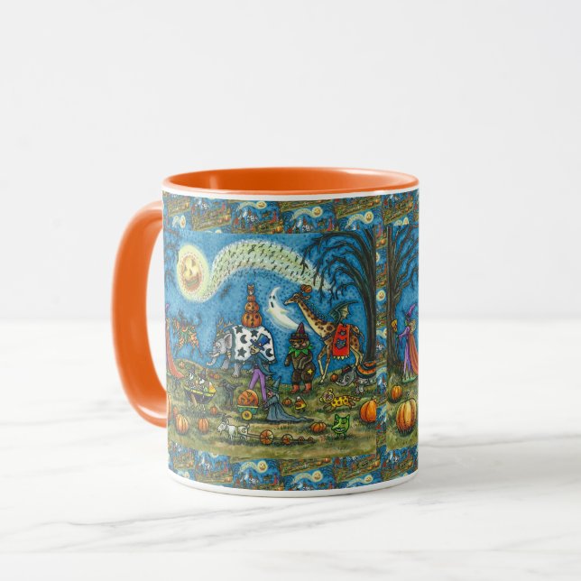 Mug HALLOWEEN PARADE Sorcière Giraffe Ours Zèbre (Devant gauche)