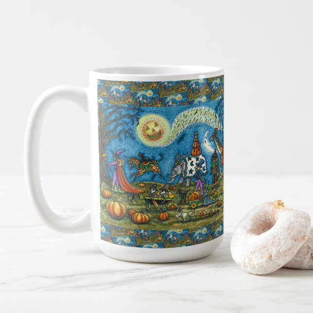 Mug HALLOWEEN PARADE Sorcière Giraffe Ours Zèbre (Avec donut)