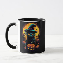 Mug Halloween PLEIN, Chat noir modifiable