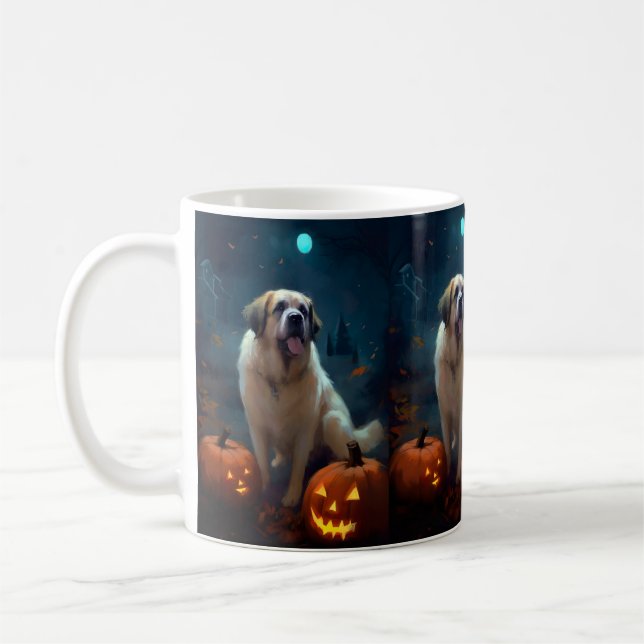 Mug Halloween Saint Bernard avec la peur Citrouille (Gauche)