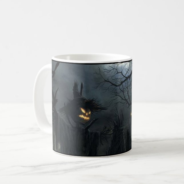 Mug Halloween Scarecrow Éffrayante effroi Hantée Octob (Devant gauche)