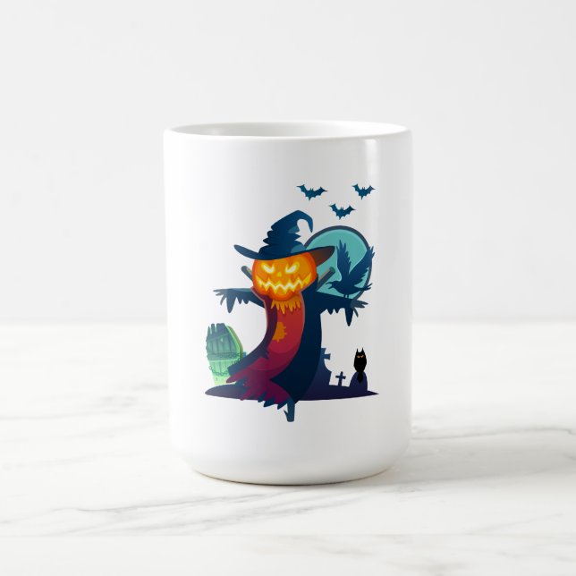 Mug Halloween Scarecrow With Bats Crow and Owl (Centre)