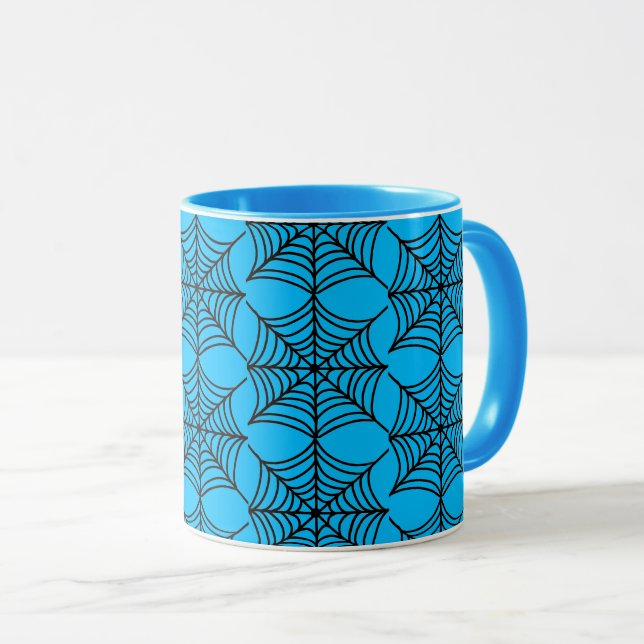 Mug Halloween Spider Webs sur Blue (Devant droit)