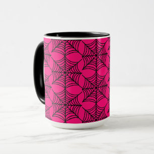 Mug Halloween Spider Webs sur rose