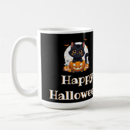 Mug Halloween spooky spirit with adorable black cat