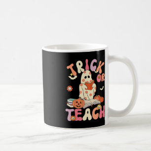 Mug Halloween Trick ou Enseigner Retro Floral Ghost Te