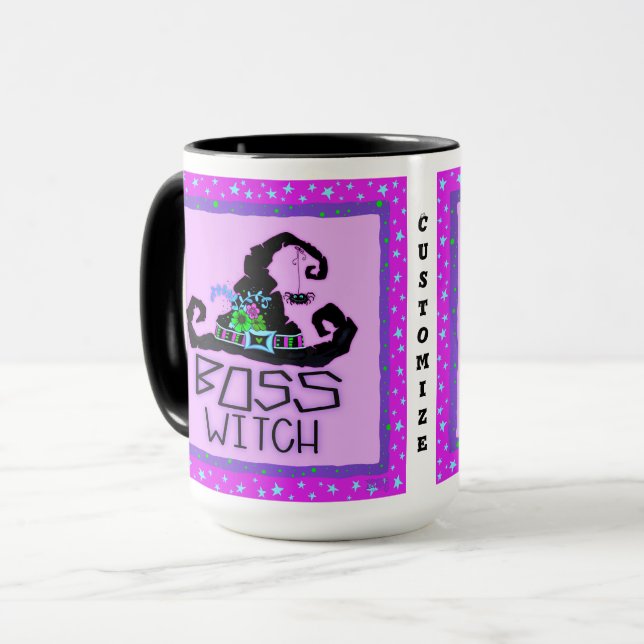 Mug Halloween Witch Boss Funny Purple Personnalisable (Devant gauche)