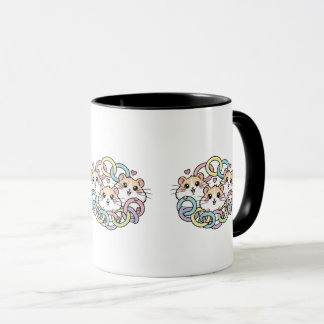 Mug Hamsters heureux dans des anneaux pastel