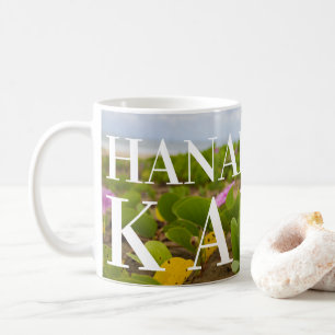 Mug Hanalei Bay Kauai Purple Fleur Big Text