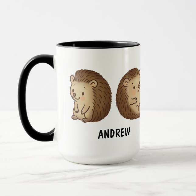 Mug Hand Drawn Hedgehog Custom Cute (Gauche)